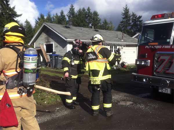 Poulsbo Fire crews responded to a house fire on Finn Hill Road Thursday afternoon