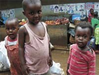 Children at the Mubende farmers market.