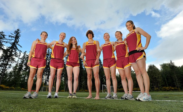 Eight members of the Kingston High track team will compete at the Class 2A state championships Friday and Saturday in Tacoma. Pictured above are