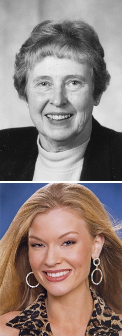 Top: Former Poulsbo Mayor Donna Jean Bruce served as Miss Poulsbo 1955. Bottom: Miss Poulsbo 2002 Kristen Eddings won the Miss Washington title and placed in the top 10 in the Miss America Pageant.