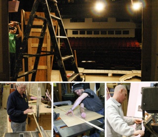 Bremerton Community Theater stage hands and set builders (from left) Jerry Smith