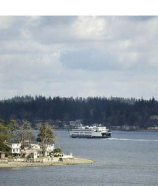 The Bremerton ferry makes the turn around Manette as it heads to Seattle.