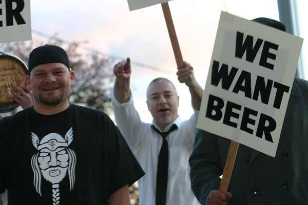 A group of beer enthusiasts celebrated 'New Beer's Eve' April 6 in downtown Poulsbo. Marching down Front Street