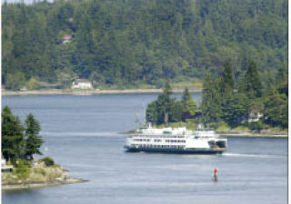 The Bremerton/Seattle ferry travels through Sinclair Inlet. Local ferry riders