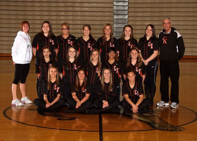 Coach Bruce Welling (far right) with the 2012 Central Kitsap fastpitch team. Welling will retire after the 2013 season.