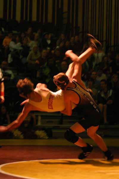 A large crowd watched as the Kingston and North Kitsap wrestling teams hit the mat during Friday night wrestling.