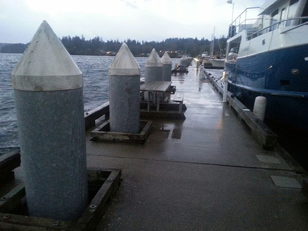 Waves whipped in the wind at the Brownsville Marina Thursday morning. Pilings on the east breakwater were only six feet. At high tide they are eight to 10 feet tall.