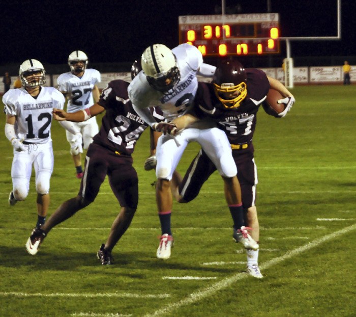 South Kitsap junior Bryce Broome (37) and his teammates kept it close most of Friday night