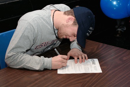 Olympic High School senior Blake Johnson signed on national signing day Wednesday to play football next fall at Colorado State University-Pueblo.