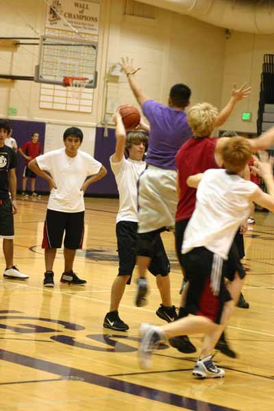 North Kitsap High School students run basketball drills during the second day of tryouts at the North Kitsaph High Gymnasium.