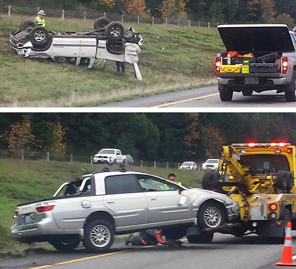 Two vehicles crashed and rolled.