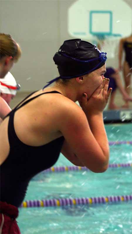 Kingston traveled to Sequim High School Thursday afternoon. The team ended the meet with 116 points. A swimmer from Kingston High School shouts to her teammate during the meet against North Kitsap Sept. 20.