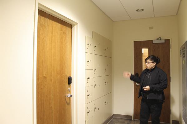 Poulsbo Deputy Chief Wendy Davis shows off the department's new evidence lockers in City Hall.