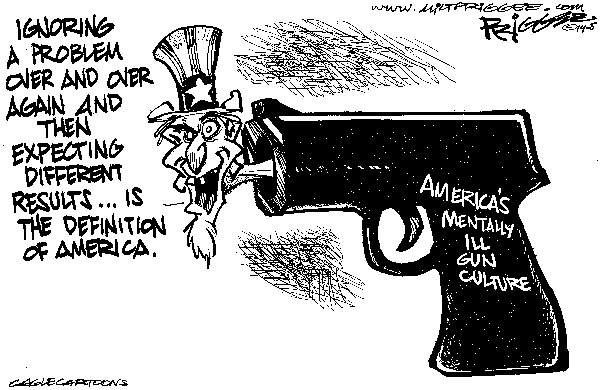 This week's cartoon deals with this issue of gun control.