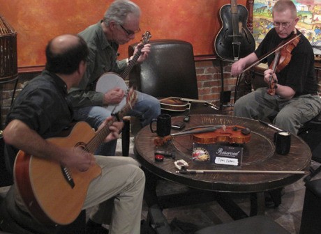 Members of the Global Bean's Irish Jam Session meet Wednesdays to play.