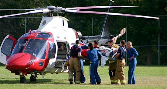 A motorcyclist was airlifted from Wolfle Elementary School to Harborview Medical Center Friday morning after a collision on Hansville Road and Three Berry Lane.