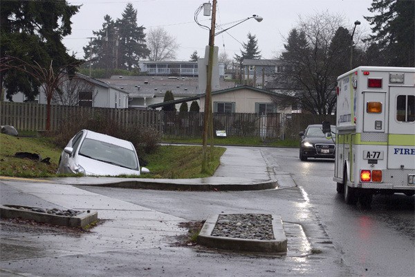 A car went into the ditch at Centennial Park