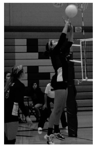 Junior outside hitter Taylor Ottomano stretches tall for one of her many kill or trick tap-over plays during playoff action against North Thurston Thursday night at the Vikings’ gym. The Vikings lost the match in five.