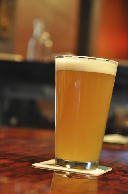 A glass of beer awaits a customer at Der Blokken Brewery in Manette. The brewery’s owner