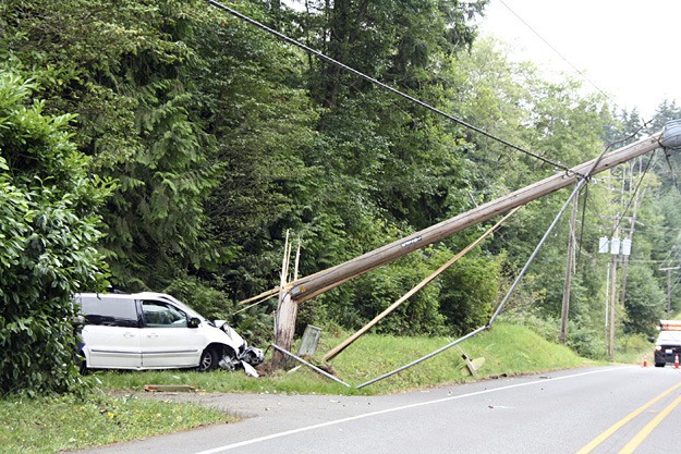 Crews were working Friday afternoon to repair power lines damaged when a suspected drunk driver collided with a pole earlier in the morning.