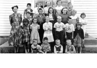 Naomi Lilquist poses with her first- through fifth-graders in September 1950 at the Eglon School.