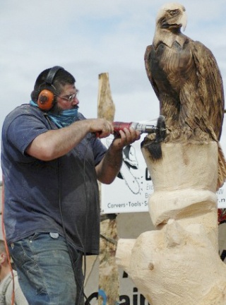 The Northwest Profile Roadside Woodcarver — Steve Backus — is coming to Old Mill Days for the carving competitions.