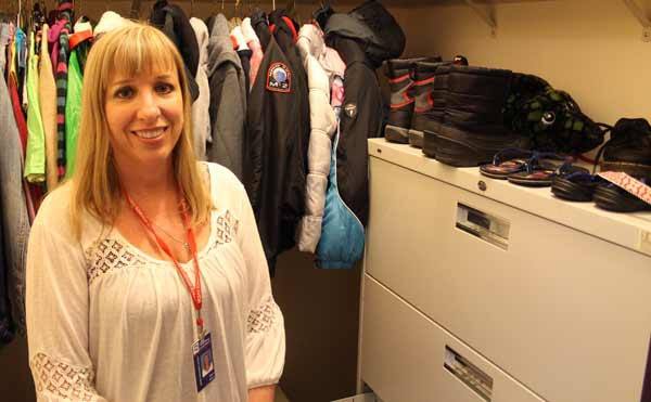 Wolfle Elementary School para-educator Sherry Pariser opened the Clothing Closet at the school to help clothe students who have a limited amount of clothing options.