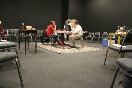 Kenny James listens to Scott Usher as they rehearse 'Box and Cox' last Thursday.