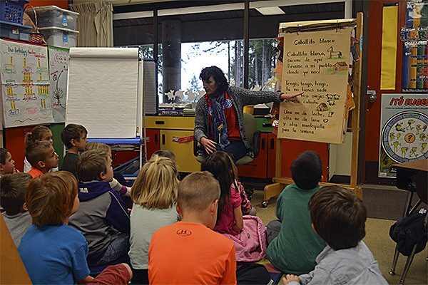 Lucy McAlister teaches first grade in the Spanish immersion program at Burley-Glenwood. The program is in its second year in Port Orchard.