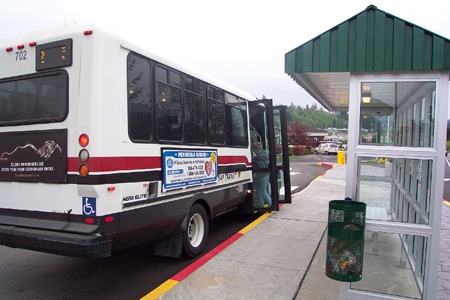 Kitsap Transit buses will leave the foot ferry terminal in Port Orchard and head down a “trunk” to Fred Meyer every 30 minutes if the agency restructures South Kitsap routes.