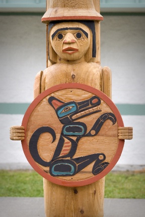 A detail from the Wolfle Elementary Story Pole.