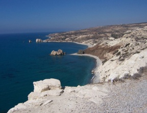 Aphrodite’s Rock on the coast of Cyprus is just west of Limassol where the Wright family is living.