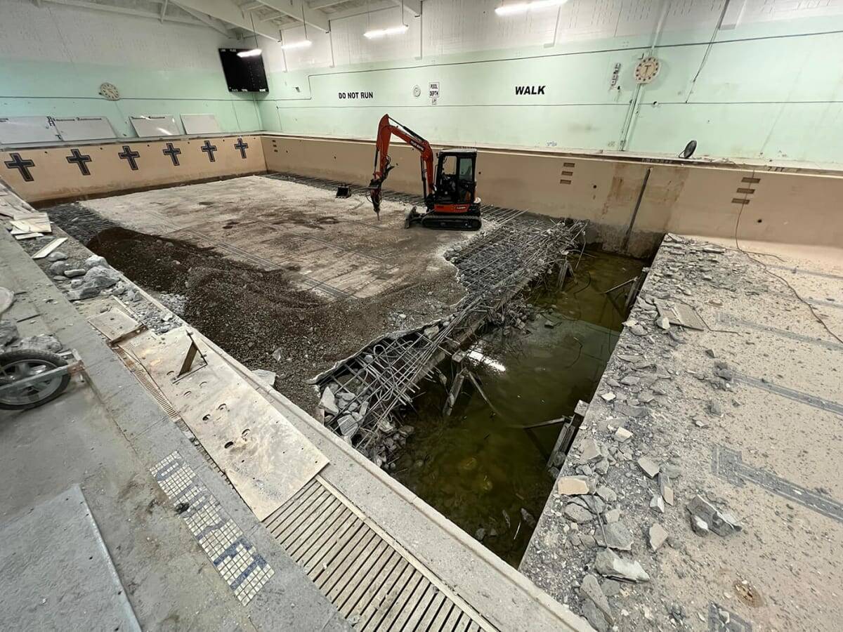 The South Kitsap Community Pool’s roof is being replaced, according to officials. (SKSD photo)