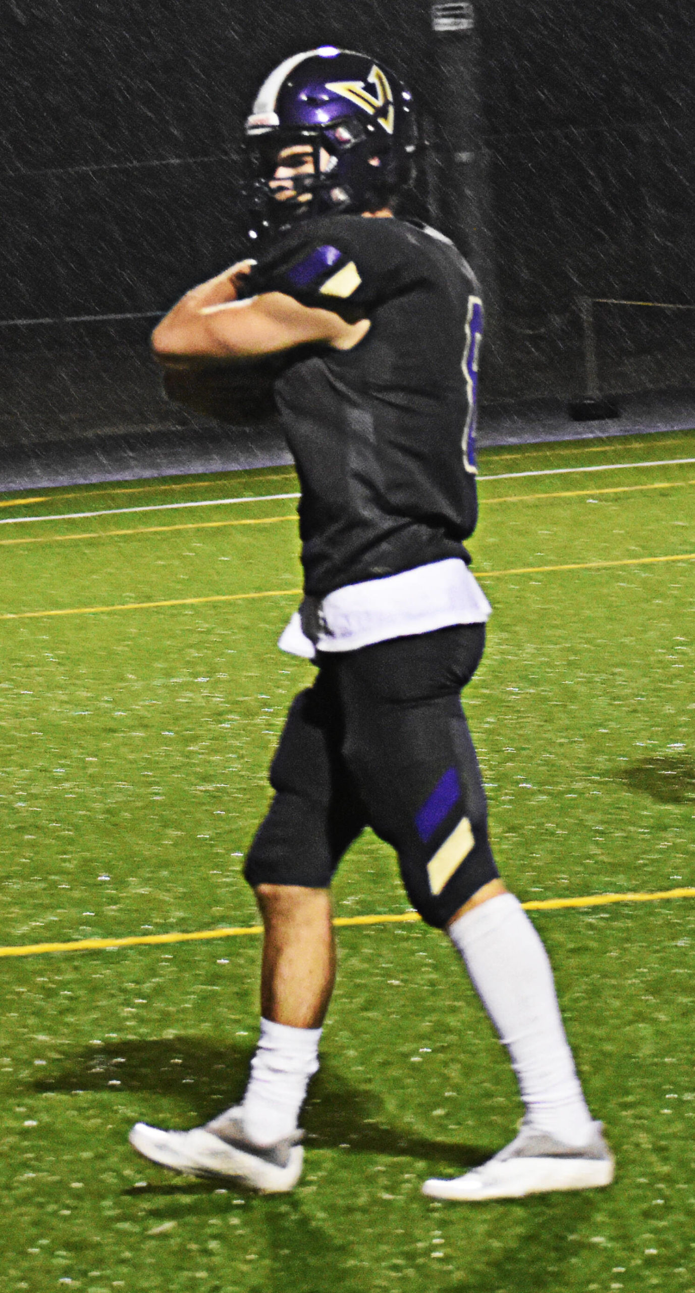 Logan Sloman celebrates in the endzone after scoring a touchdown for the Vikings. Nicholas Zeller-Singh/Kitsap News Group