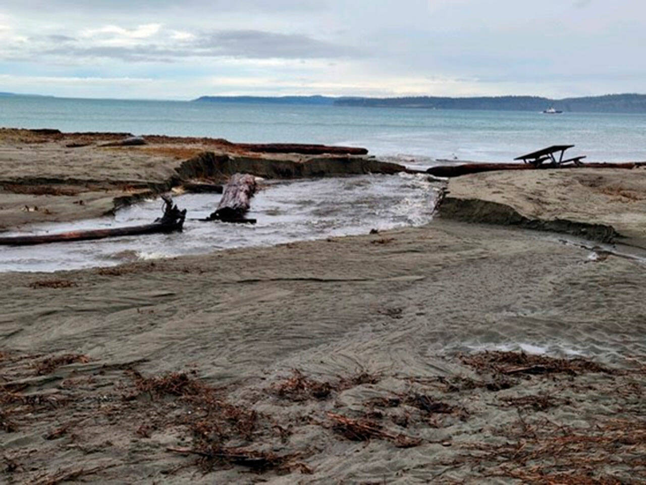 Flooding is occuring at Point No Point County Park and the surrounding Hansville area due to a combination of heavy rains and a King Tide.. Courtesy Photo