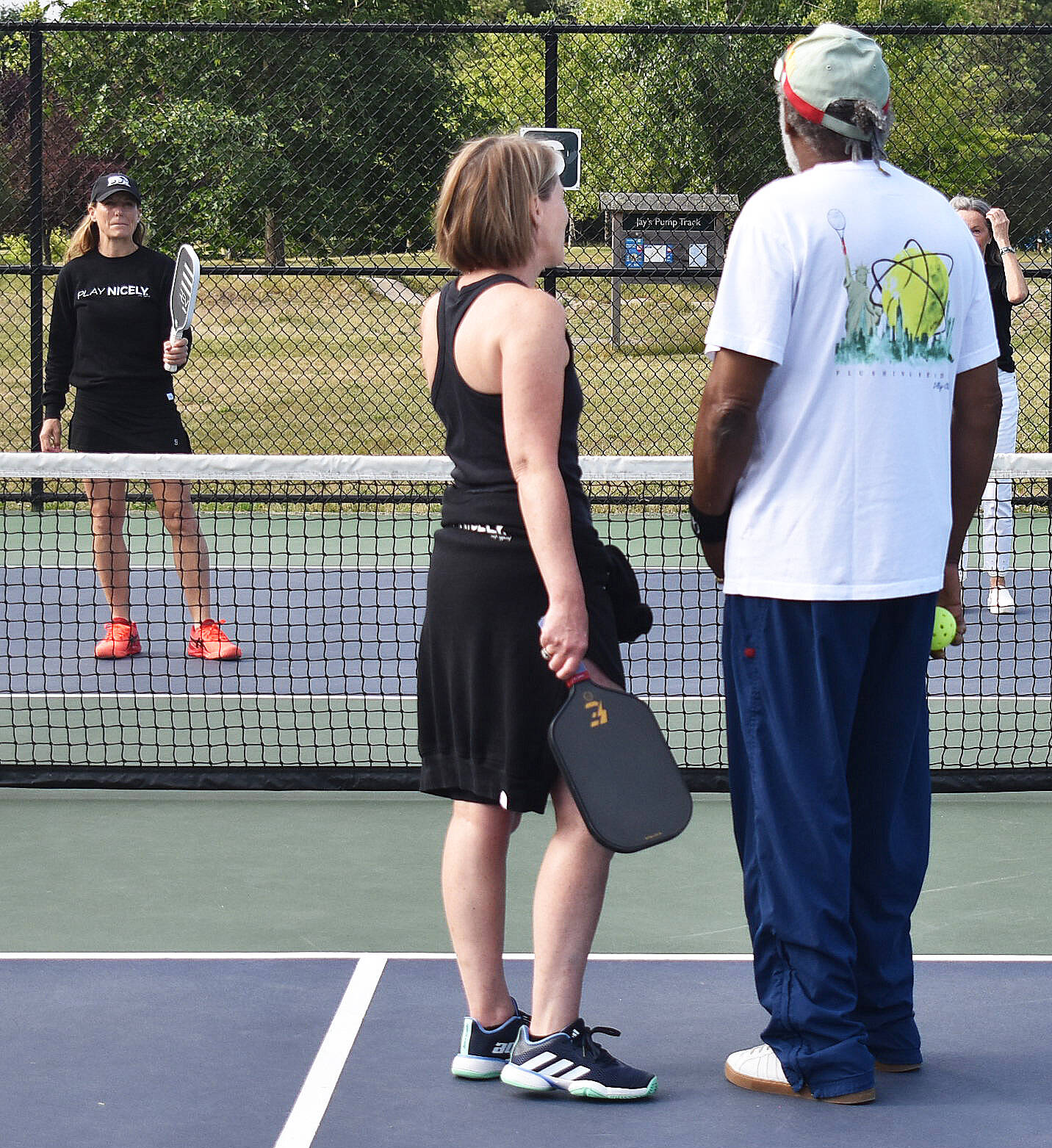 Madeleine Lapke teaches the rules of pickleball during the tour at the Founder’s Courts. Nicholas Zeller-Singh/Kitsap News Group Photos