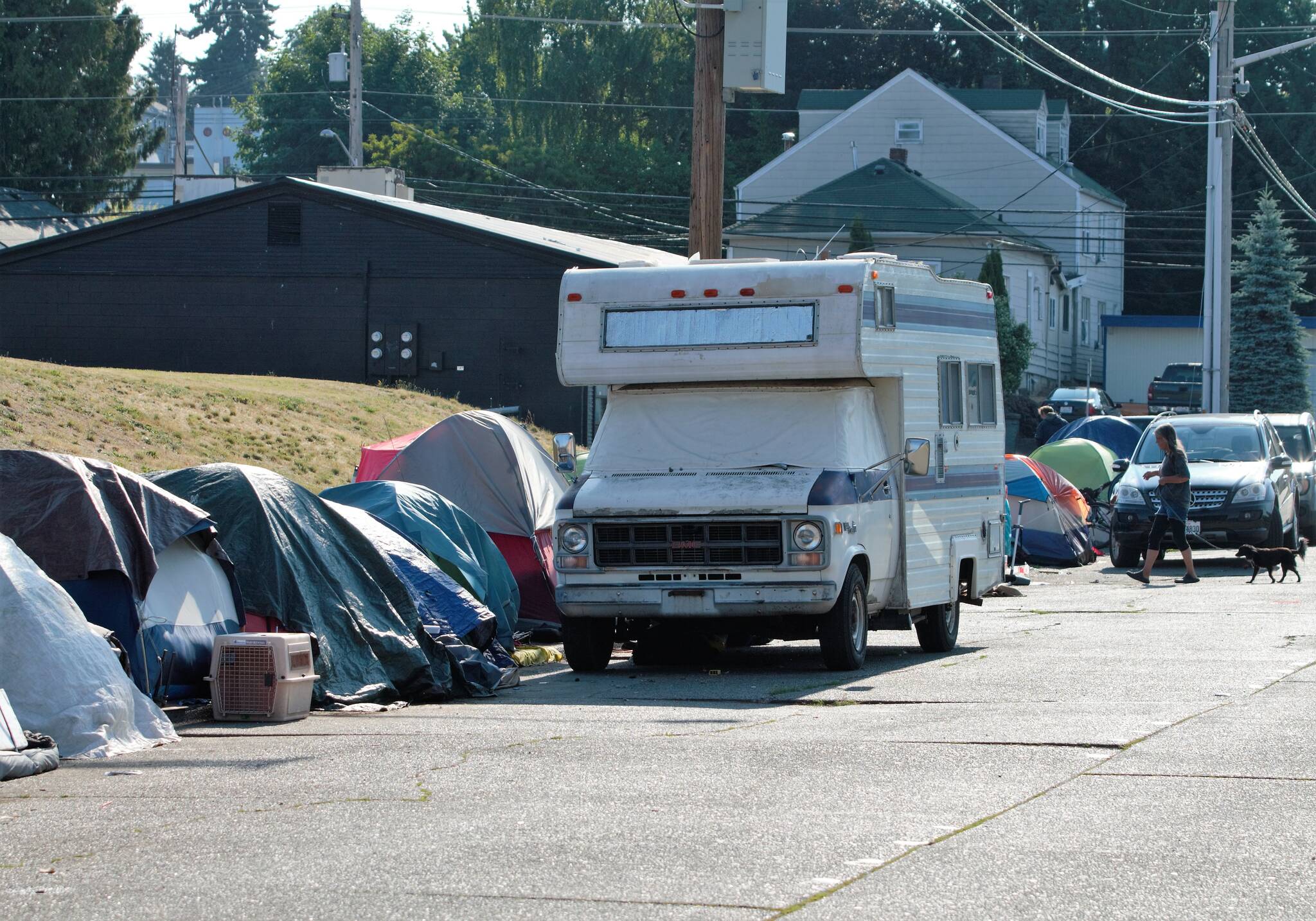 The growing homeless encampment on Dr. Martin Luther King Way in downtown Bremerton. Elisha Meyer/Kitsap News Group