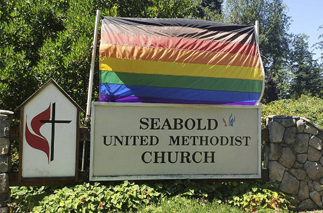 Church courtesy photo
The Pride flag is displayed in front of the Seabold church near Highway 305.