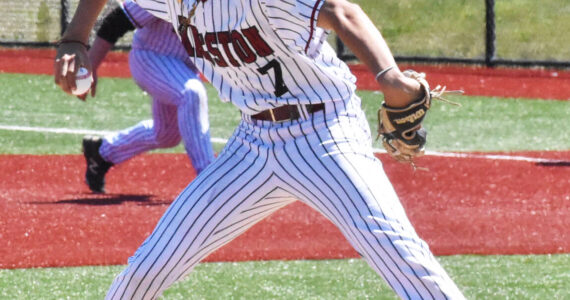 Nicholas Zeller-Singh/Kitsap News Group photos
Buc Chayton Walker pitches against Enumclaw.