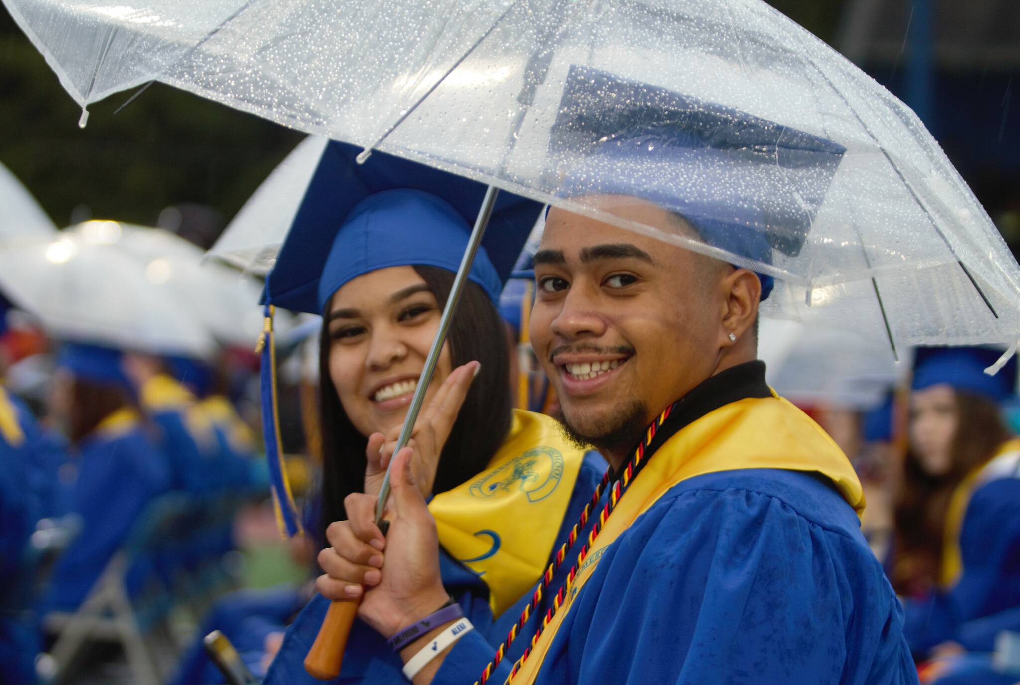 File photo
Students do their best to soak in the joyful Bremerton High School graduation ceremony in 2023.