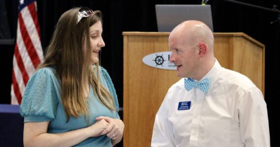 Elisha Meyer/Kitsap News Group
John Morrissey, right, serves as the chair of the Greater Kitsap Chamber’s Board of Directors.