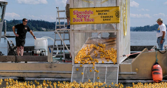 File photos
The annual Rotary Duck Race takes place July 28 at 3 p.m. on the Silverdale waterfront.