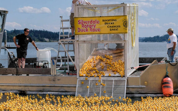 File photos
The annual Rotary Duck Race takes place July 28 at 3 p.m. on the Silverdale waterfront.