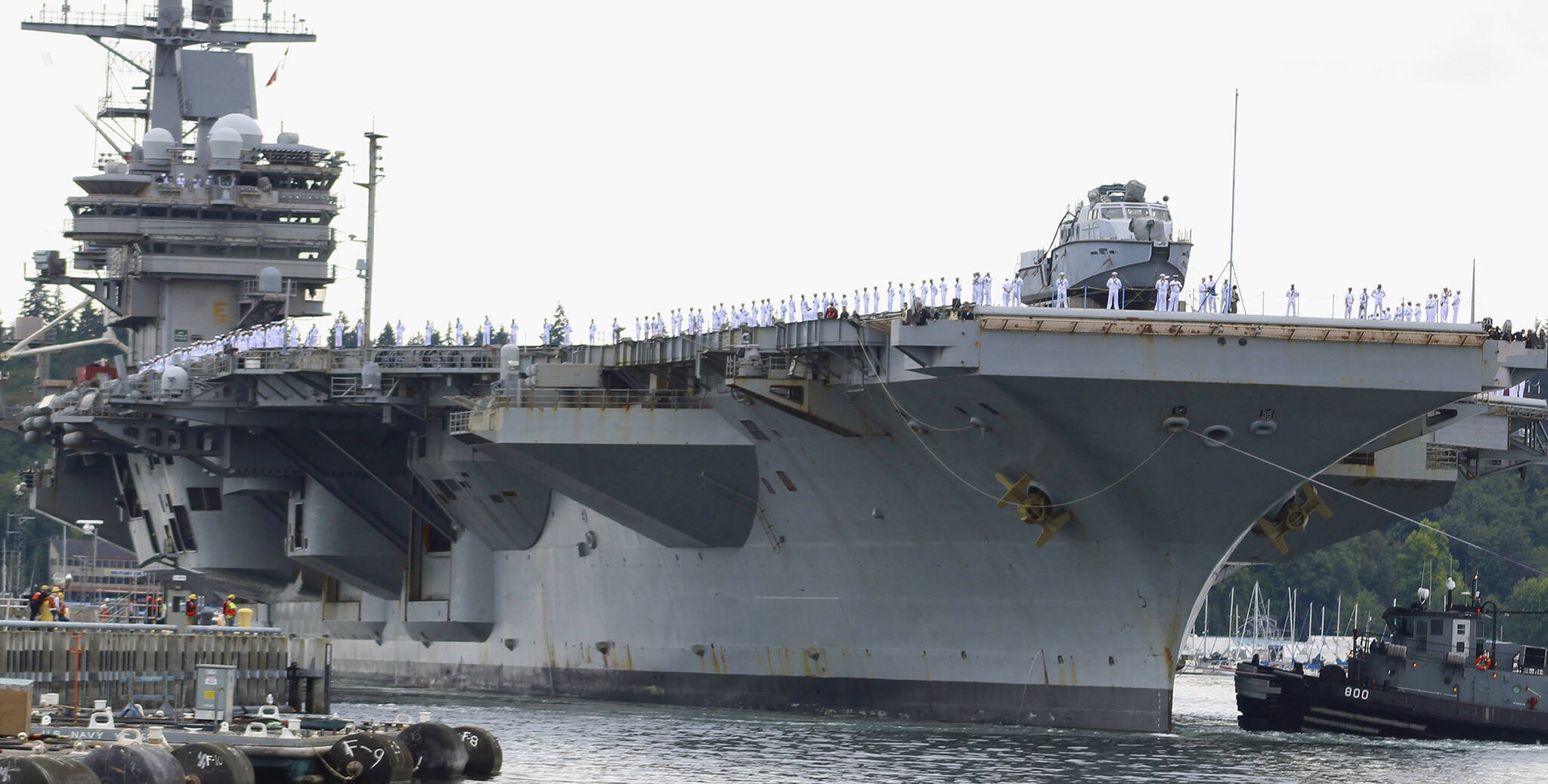 Elisha Meyer/Kitsap News Group photos
The USS Ronald Reagan arrives at Naval Base Kitsap in Bremerton Aug. 13.