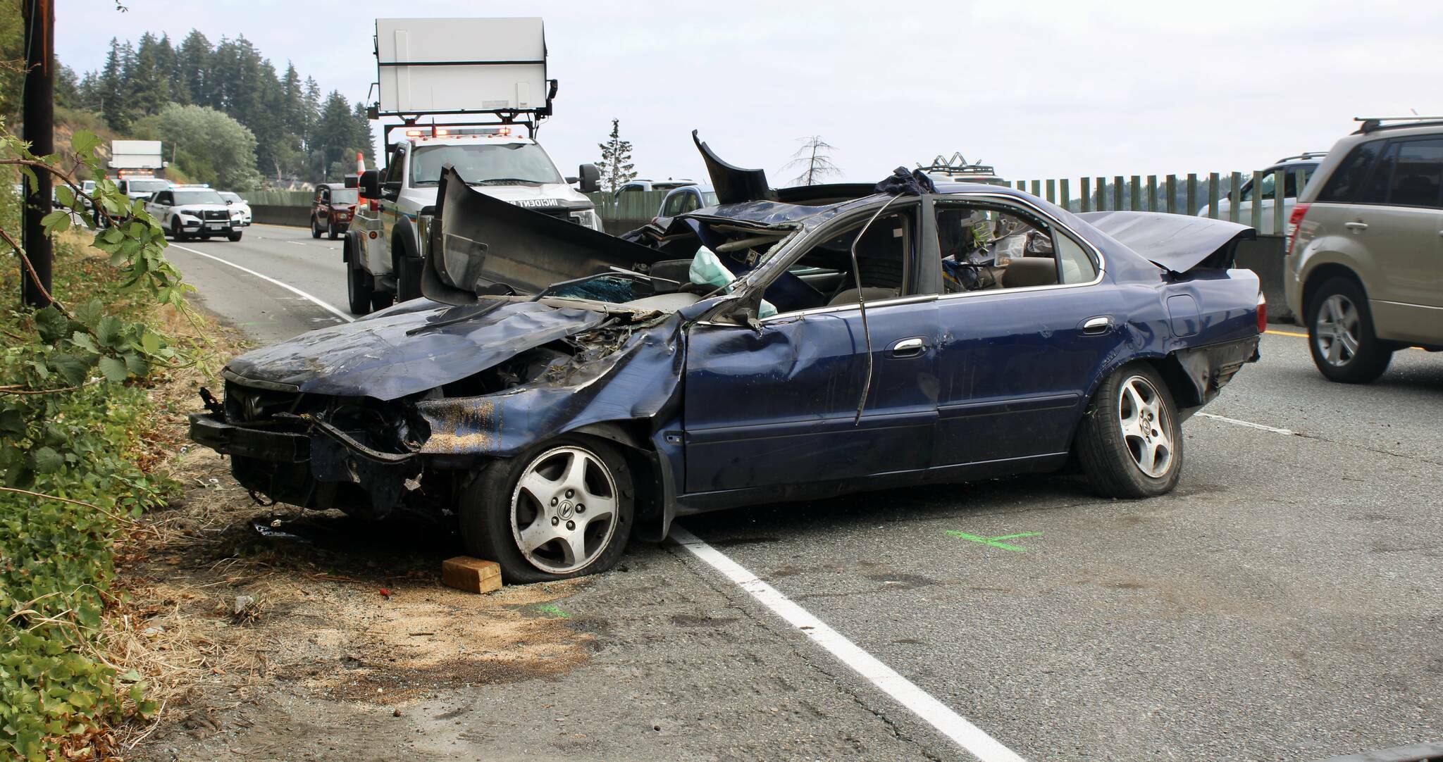 File photo
A Bremerton woman who sustained serious injuries Aug. 10 after crashing and rolling her car on Highway 3 just northeast of Gorst has died, the Washington State Patrol confirmed Aug. 16.