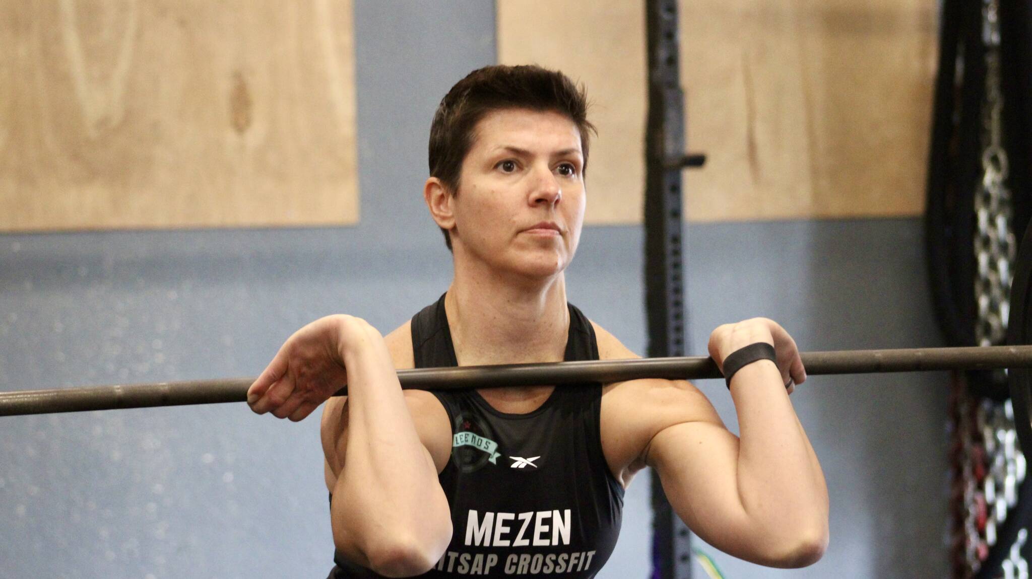 Elisha Meyer/Kitsap News Group
Carol Mezen puts in some reps during a workout at Kitsap CrossFit in Poulsbo, preparing herself for the Masters CrossFit games.