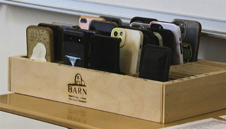 BISD courtesy photo
Cell phone caddies are placed in some rooms so students won’t be tempted to use them.