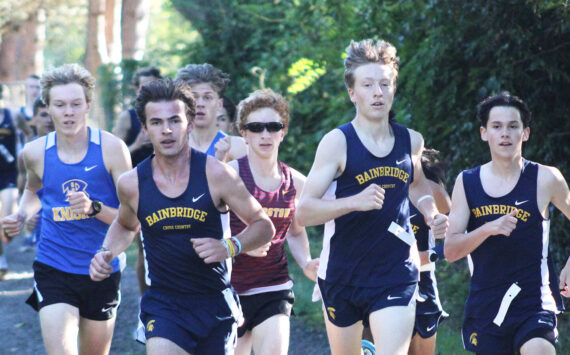 Elisha Meyer/Kitsap News Group photos
The leading pack of runners at this season’s 2A Olympic League opener in Kingston.