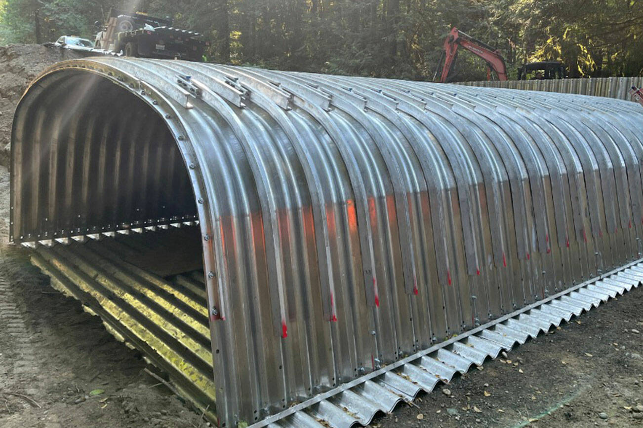 Kitsap County courtesy photo
The new 20-foot aluminum arch culvert beneath Sunnyslope Road in South Kitsap.