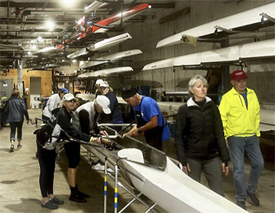 Peter Gammell/Kitsap News Group photos
Participants prepare for the regatta in the boathouse.